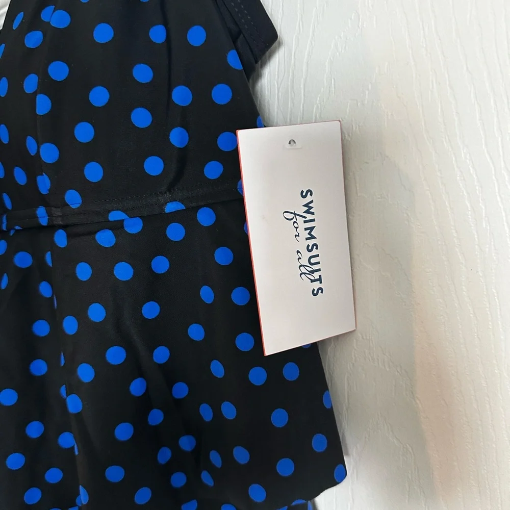 Swimsuits For All Black and Blue Tiered Camisole Top - Picture 2 of 4